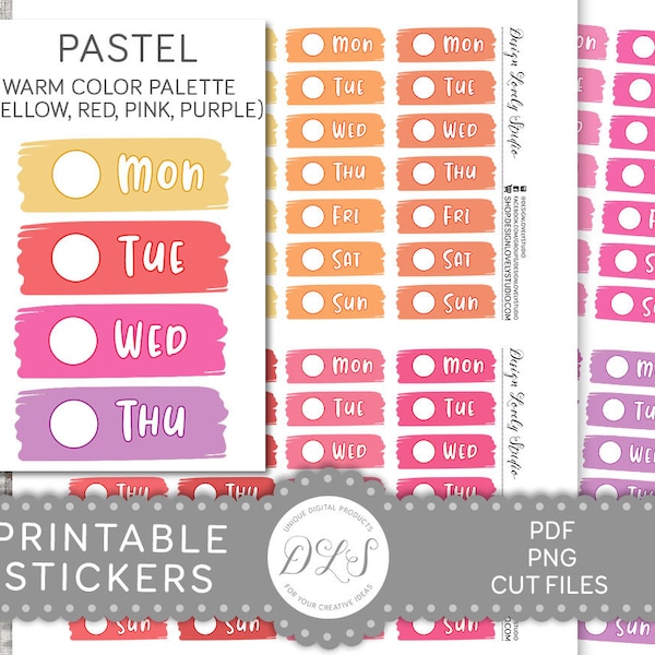 DATE COVERS Planner Stickers, Printable Pastel Date Covers, Weekdays Planner Stickers, Date Cover Ups Stickers, ECLP Date Covers, FS191