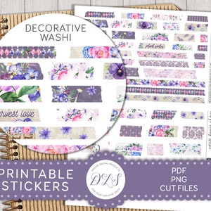 Digital Washi Tape, Printable Washi Strips, Goodnotes Stickes, Spring Planner Stickers, Printable Washi Tape Stickers, Cut Files, DS187