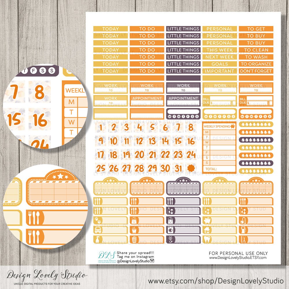 HALLOWEEN Planner Stickers Kit, Happy Planner Fall Weekly Kit ...