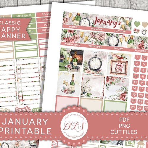 Printable JANUARY Monthly Kit Mini Happy Planner January Etsy
