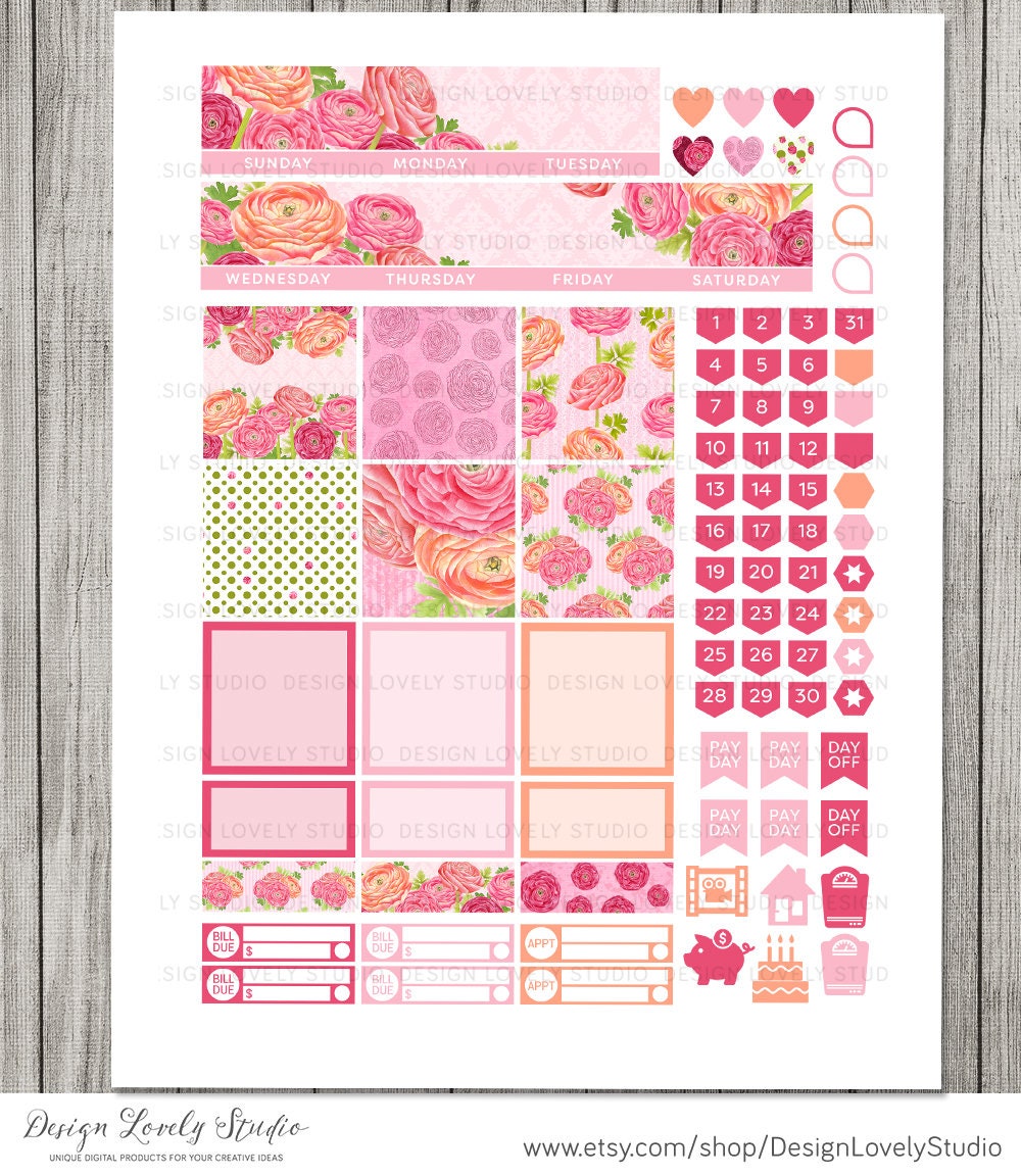 Happy Planner Monthly PRINTABLE Stickers Mambi Happy Planner - Etsy