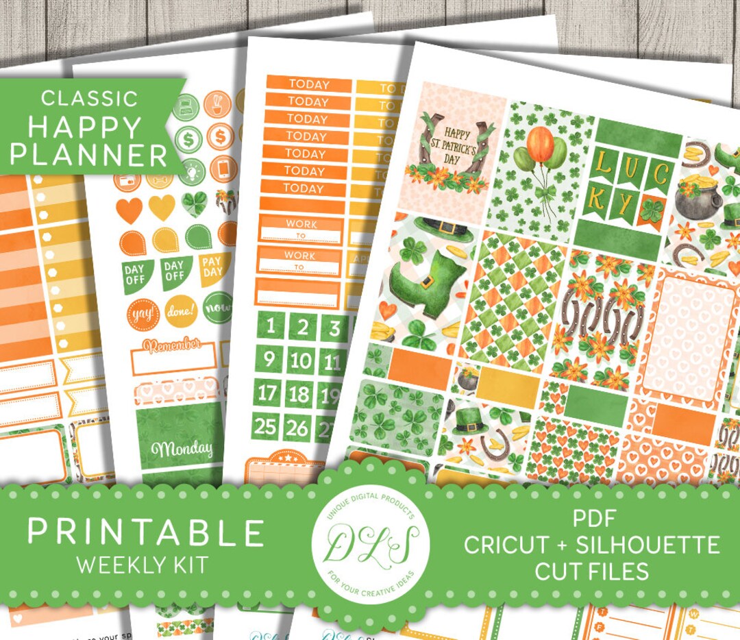 Printable St. Patrick's Day Planner Stickers, Happy Planner March ...