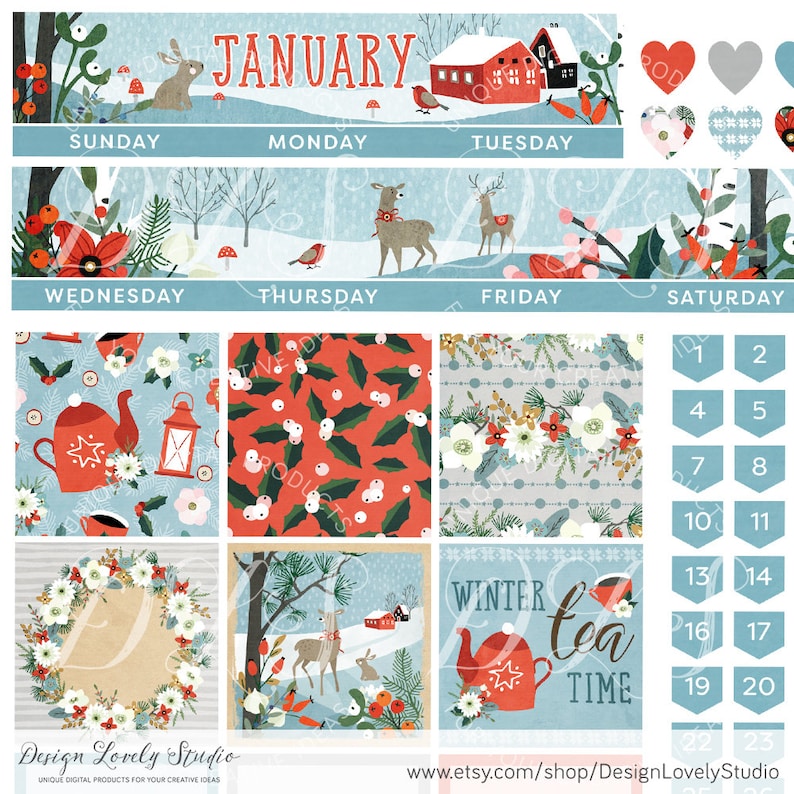 Printable January Happy Planner Stickers Printable January - Etsy