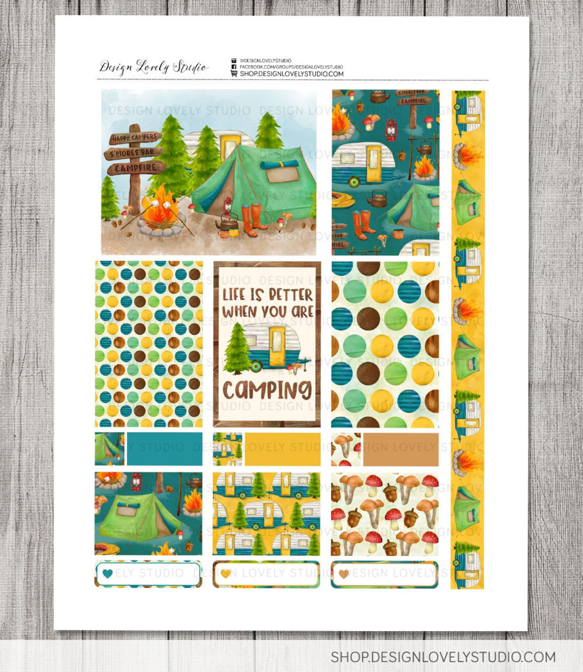 PRINTABLE Big Happy Planner Stickers Kit Camping Planner - Etsy