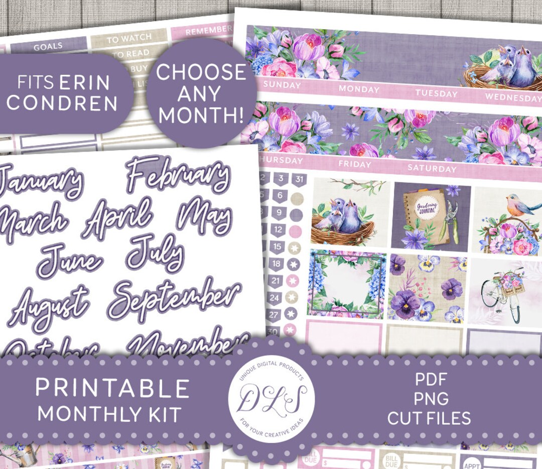 Erin Condren Monthly Kit, Spring Planner Printables, Monthly Planner ...