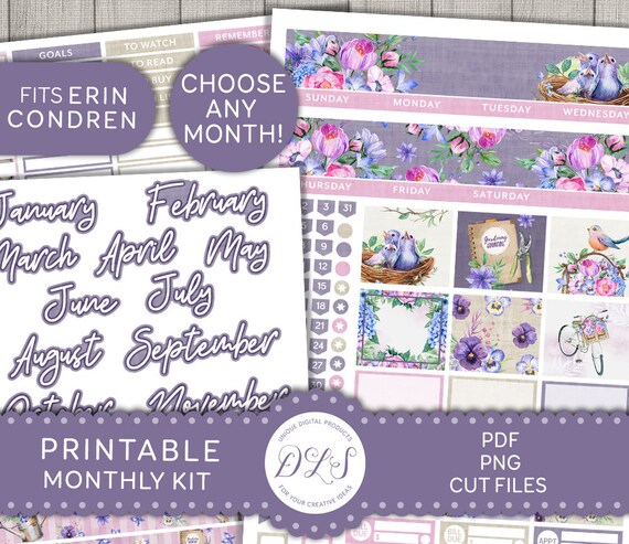 Erin Condren Monthly Kit Spring Planner Printables Monthly | Etsy Hong Kong