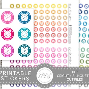 Wekker afdrukbare planner stickers, afspraak herinnering stickers, wekker pictogram stickers, pictogram planner stickers, gesneden bestanden, FS161