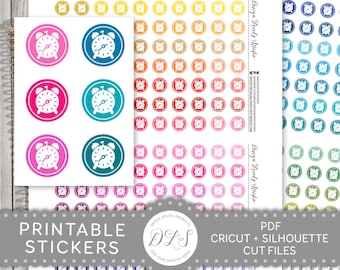 Pegatinas del planificador imprimibles del despertador, pegatinas de recordatorio de citas, pegatinas del icono del despertador, pegatinas del planificador de iconos, archivos de corte, FS161