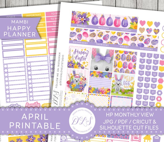 April Monthly April Planner 17025 April Planner Stickers Happy Planner April Easter Planner Stickers Spring Sticker Floral
