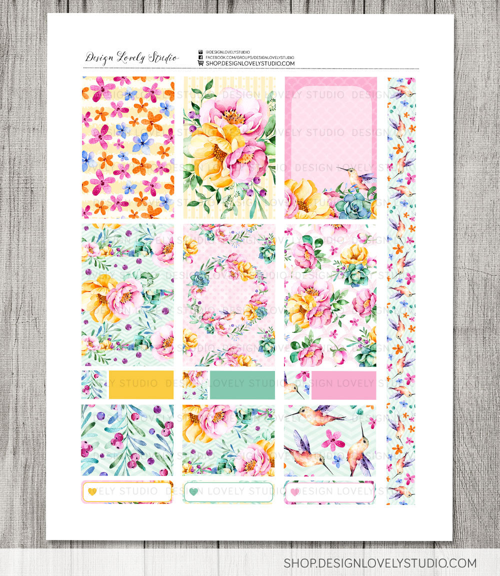 Floral Planner Stickers Kit, PRINTABLE Big Happy Planner Stickers Kit ...
