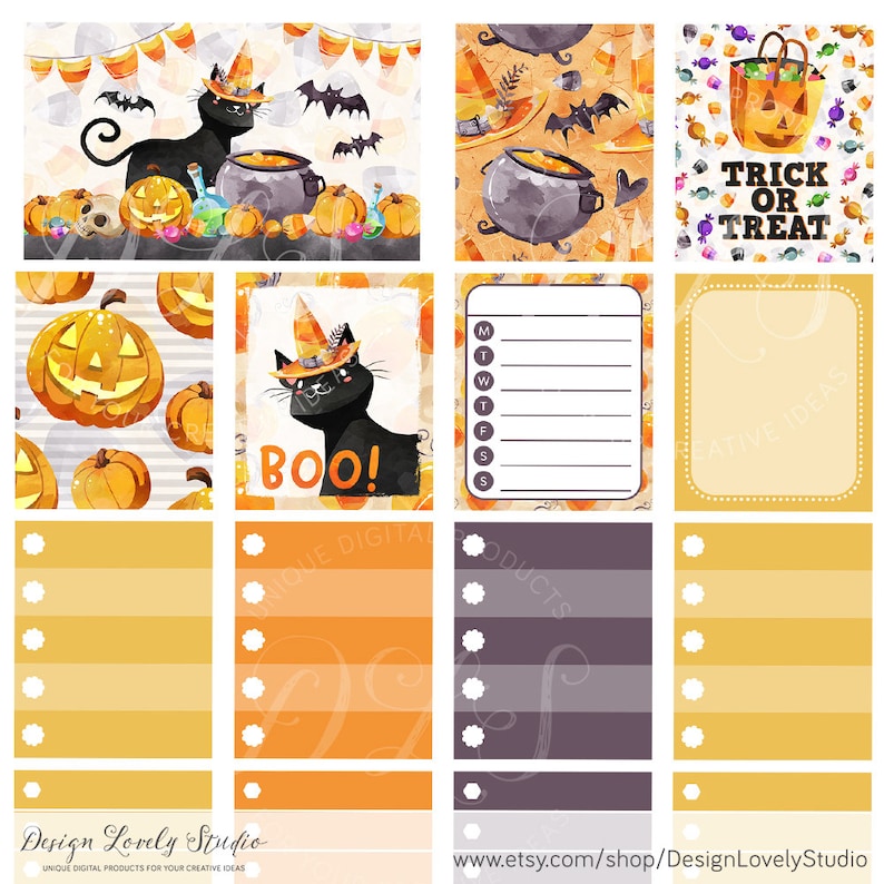 HALLOWEEN Planner Stickers Kit, Mini Happy Planner Weekly Stickers Kit ...