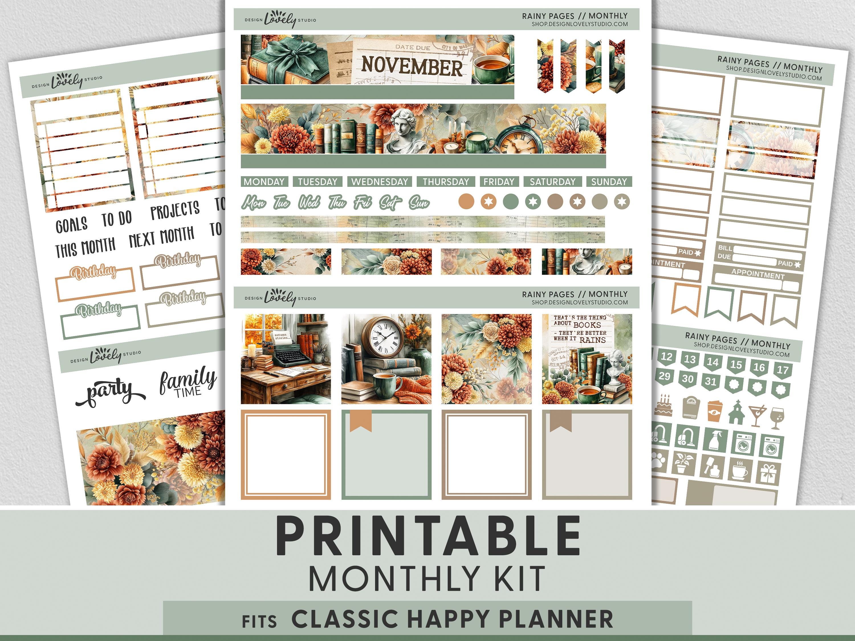 Rainy Pages November Monthly Planner Stickers, Printable Happy Planner ...