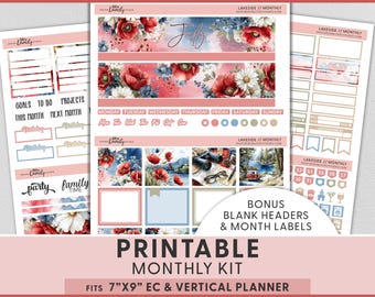 Lakeside July Monthly Planner Stickers for Erin Condren | Summer Camping Kit | Lake Life | Patriotic July 4th Stickers, MV300