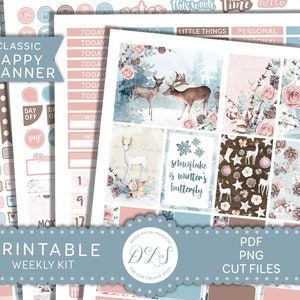 Druckbare WINTER Sticker Kit, glücklich Planer wöchentliche Aufkleber, Weihnachten Sticker, Winter Wunderland Aufkleber, HP189