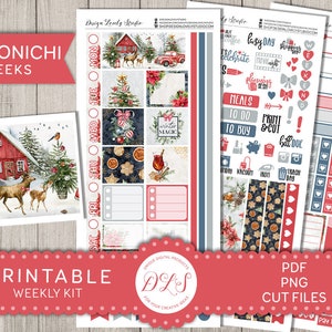 Printable CHRISTMAS Planner Stickers, Hobonichi Weeks Printable ...