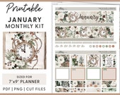 January Planner Stickers, New Year Planner Stickers, Printable Planner Stickers, Winter Stickers, Monthly Planner Stickers Kit, MV209