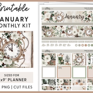 January Planner Stickers, New Year Planner Stickers, Printable Planner Stickers, Winter Stickers, Monthly Planner Stickers Kit, MV209