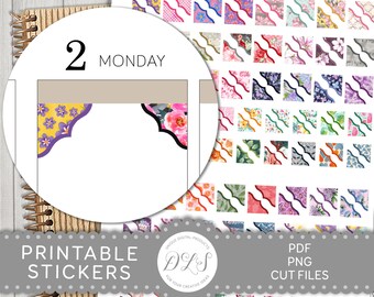 Printable Corner Planner Stickers, Floral Corner Planner Stickers, Decorative Corner Planner Stickers, Functional Planner Stickers, DS171