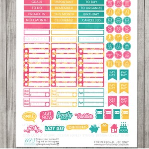 Printable Big Happy Planner Monthly Stickers Kit, Monthly View Stickers ...