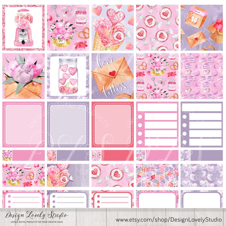 Printable VALENTINES DAY Planner Stickers Love Planner - Etsy