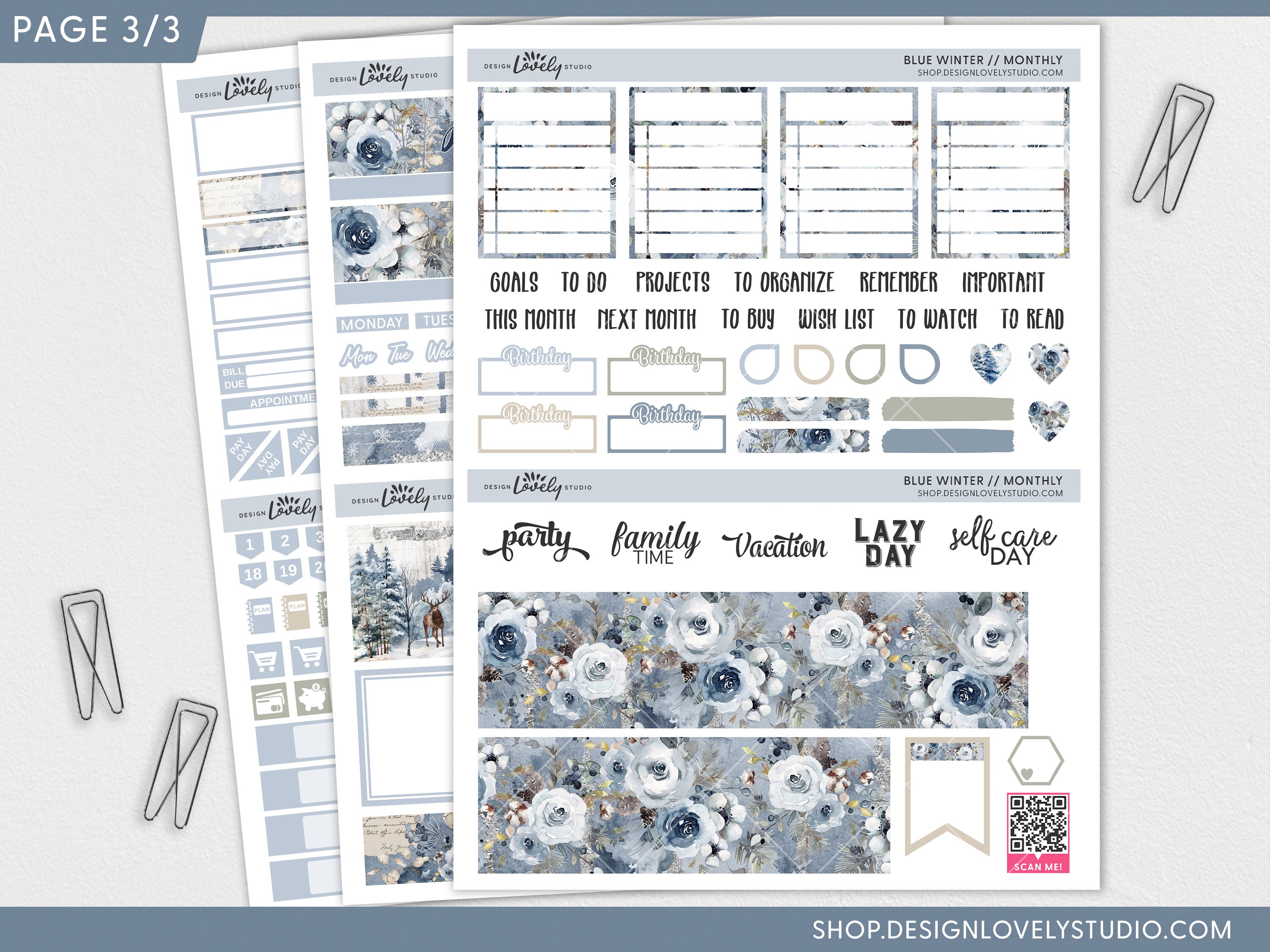 January Kit Sticker Printable January Monthly Sticker Kit, New Year Planner Stickers ...