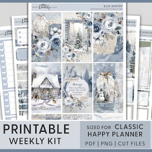 Stickers hiver, Stickers Nouvel An, Stickers Happy Planner, Stickers imprimables, Kit d'autocollants hebdomadaires, HP243