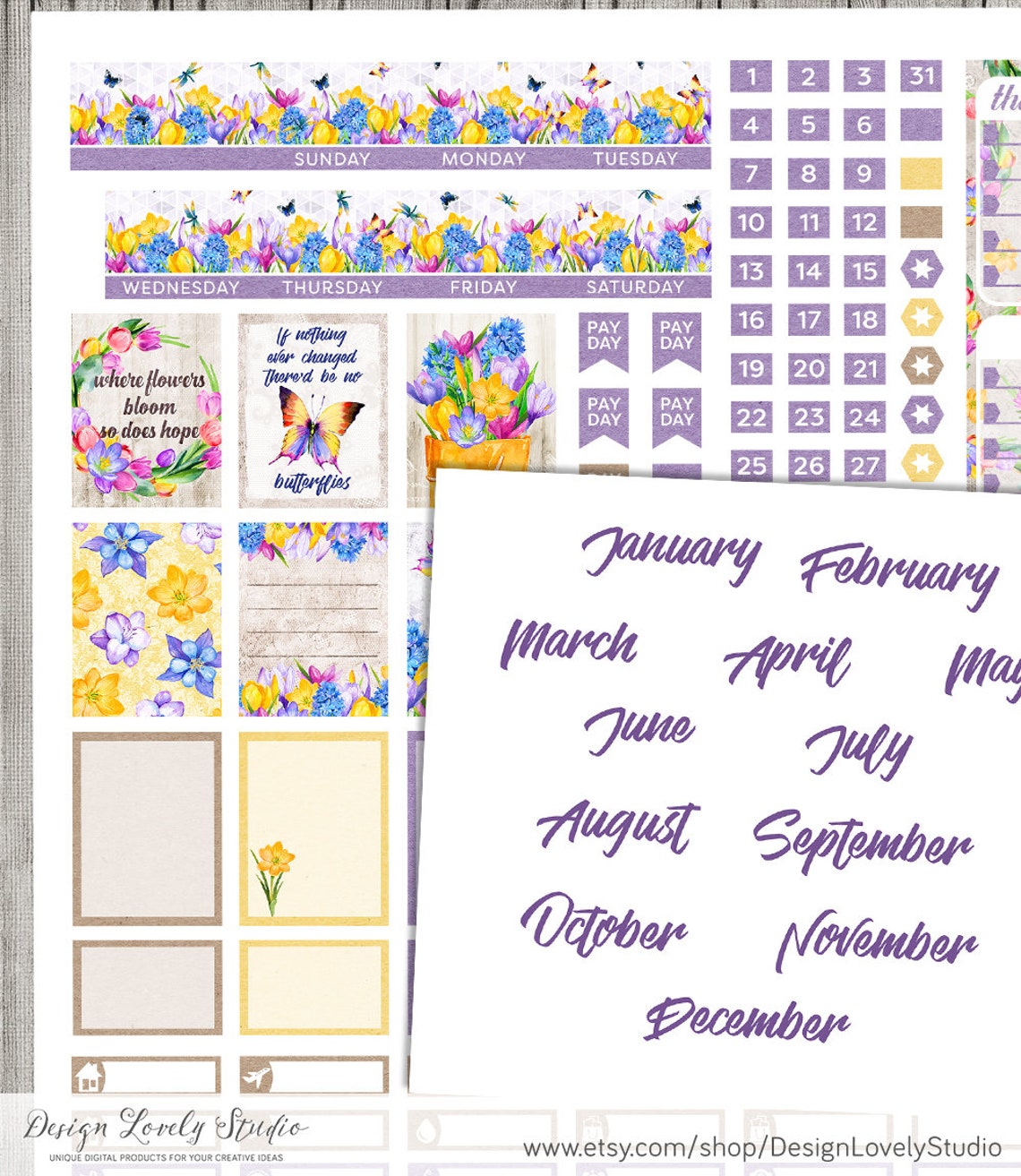Printable FLORAL Monthly Planner Stickers, Mini Happy Planner Monthly ...