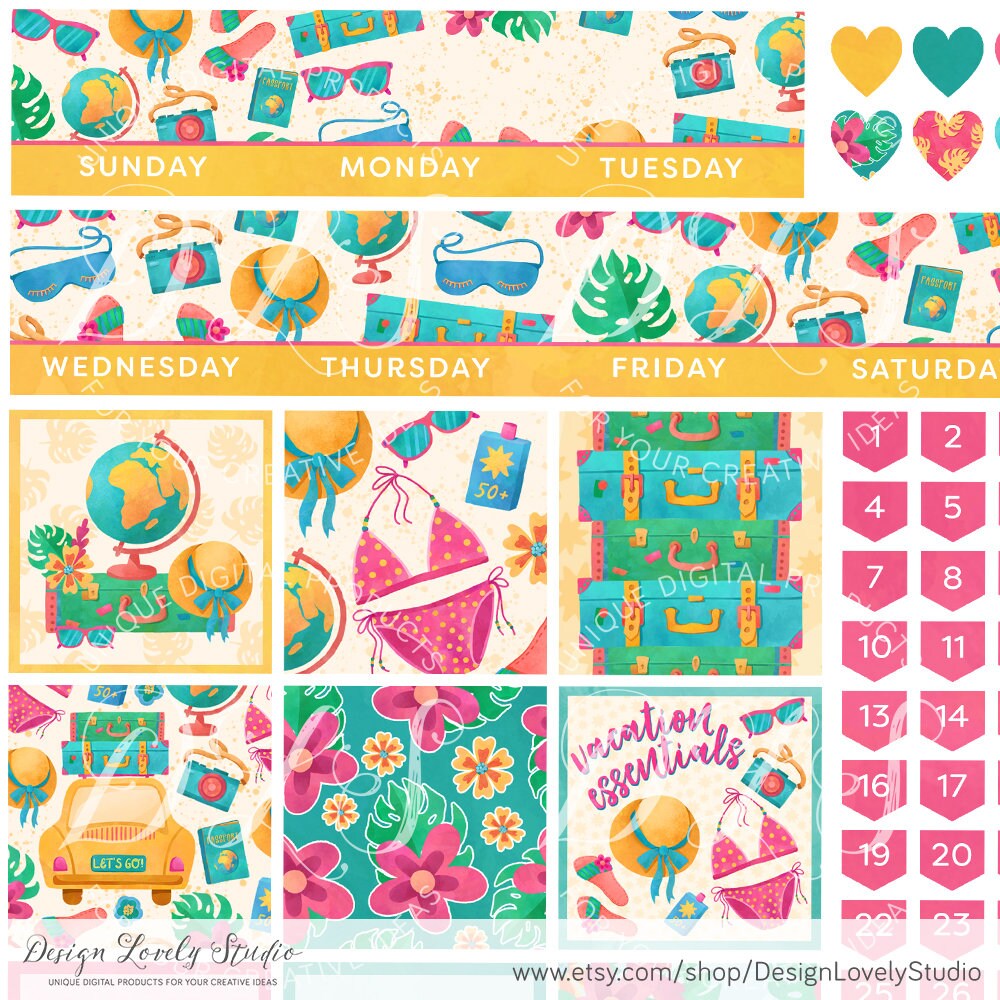 Printable Big Happy Planner Monthly Stickers Kit, Monthly View Stickers ...