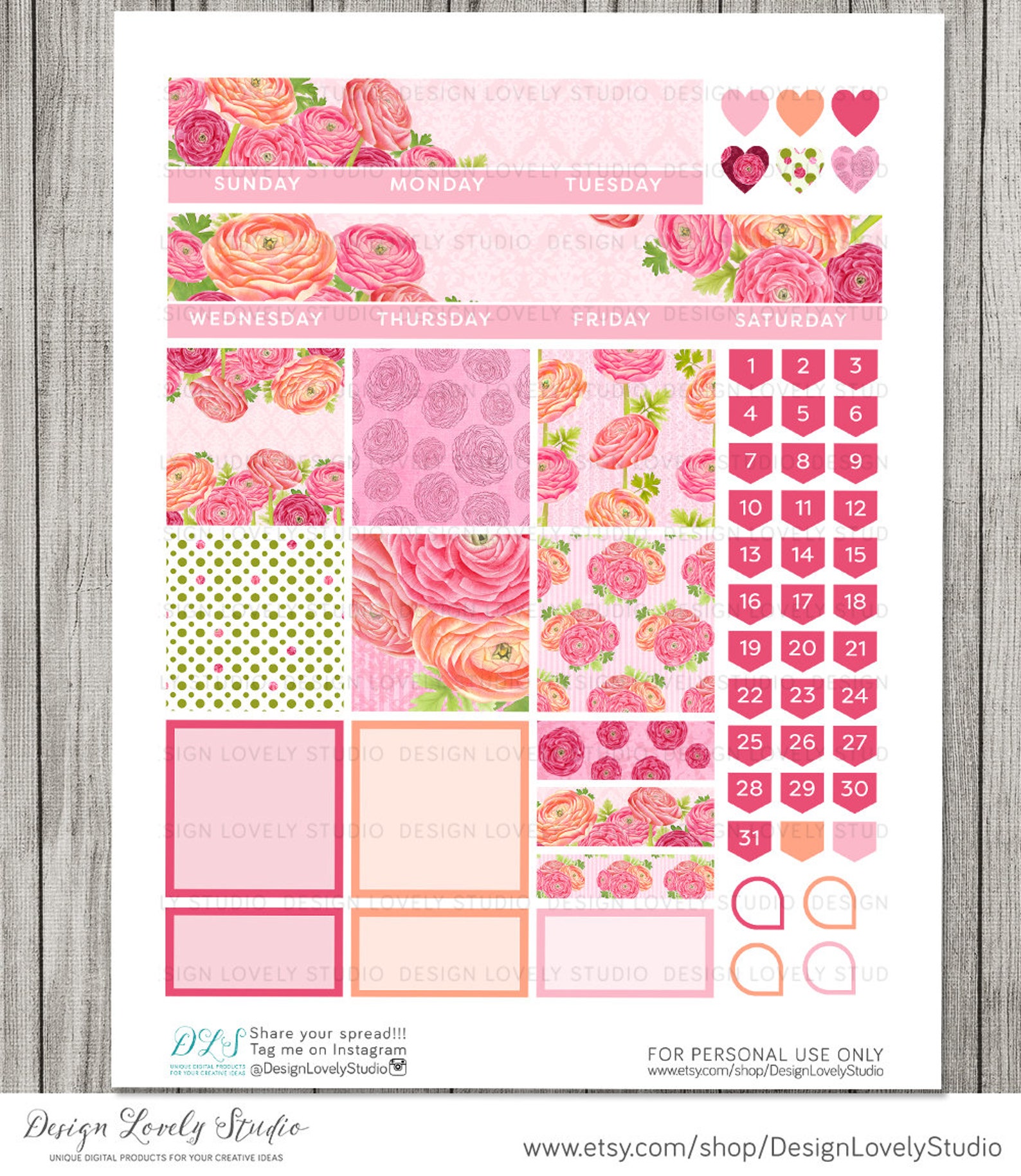Big Happy Planner Printable Stickers Floral Planner Stickers - Etsy