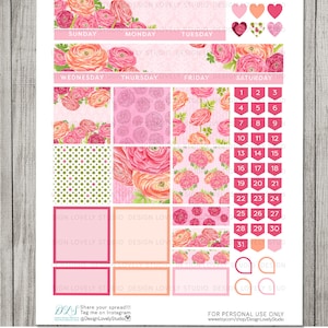 Big Happy Planner Printable Stickers, Floral Planner Stickers Printable ...