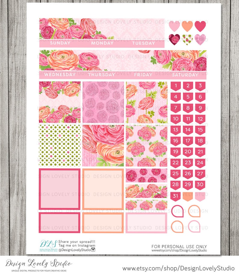 Big Happy Planner Printable Stickers Floral Planner Stickers - Etsy