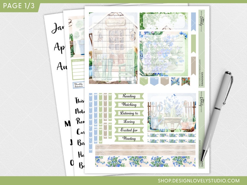 March Notes Page Kit, Printable Planner Stickers, Monthly Sticker Kit ...