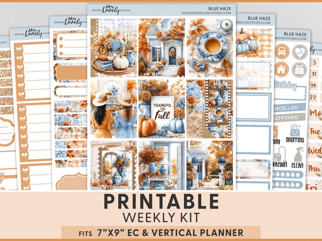 Cozy Fall Weekly Planner Kit, Printable Stickers for Erin Condren ...