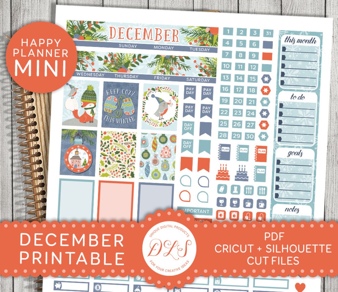 December Mini Happy Planner Stickers, Mini Happy Planner December ...