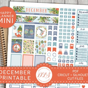 December Mini Happy Planner Stickers, Mini Happy Planner December maandelijkse Kit, December Planner, afdrukbare Mini Happy Planner Kit, MM124