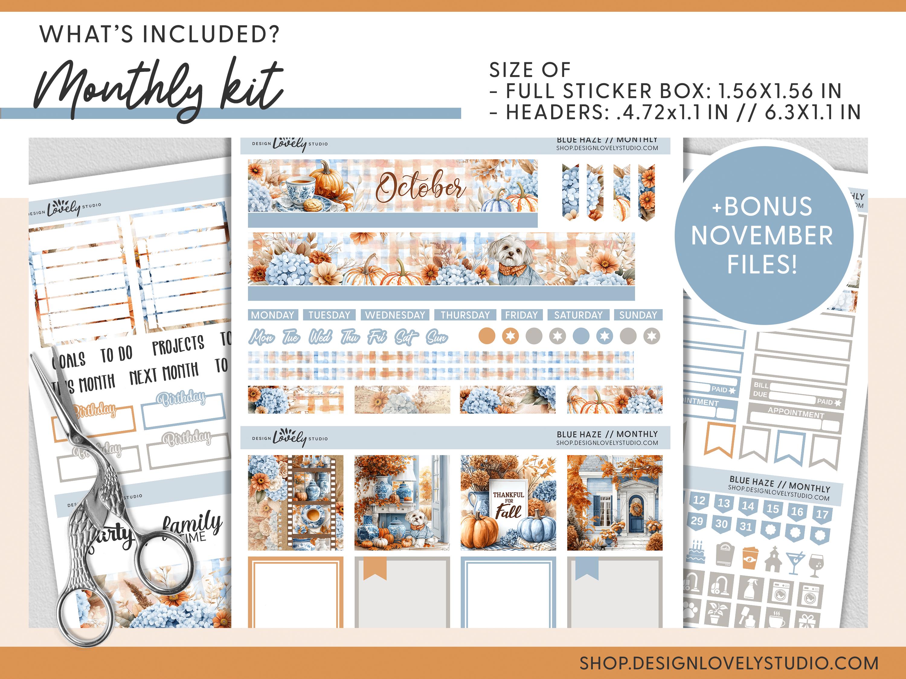 Cozy Fall Sticker Bundle, Printable Planner Kits for Happy Planner ...