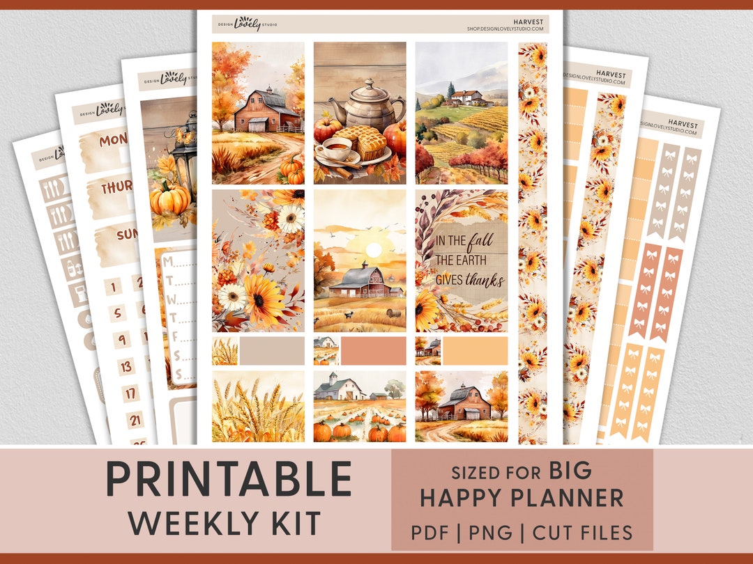 Thanksgiving Planner Stickers, Fall Weekly Sticker Kit, Harvest Planner ...