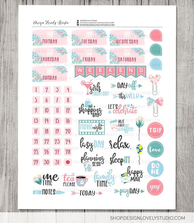 Mothers Day Planner Stickers Kit Big Happy Planner Printable - Etsy