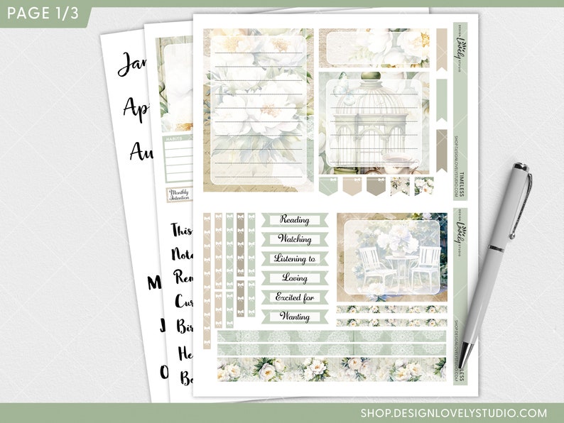June Notes June Notes Page Kit, May Notes Page Kit, Floral Notes Page Stickers ...