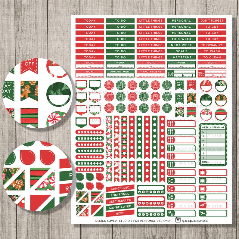 Christmas planner stickers printable planner stickers weekly etsy