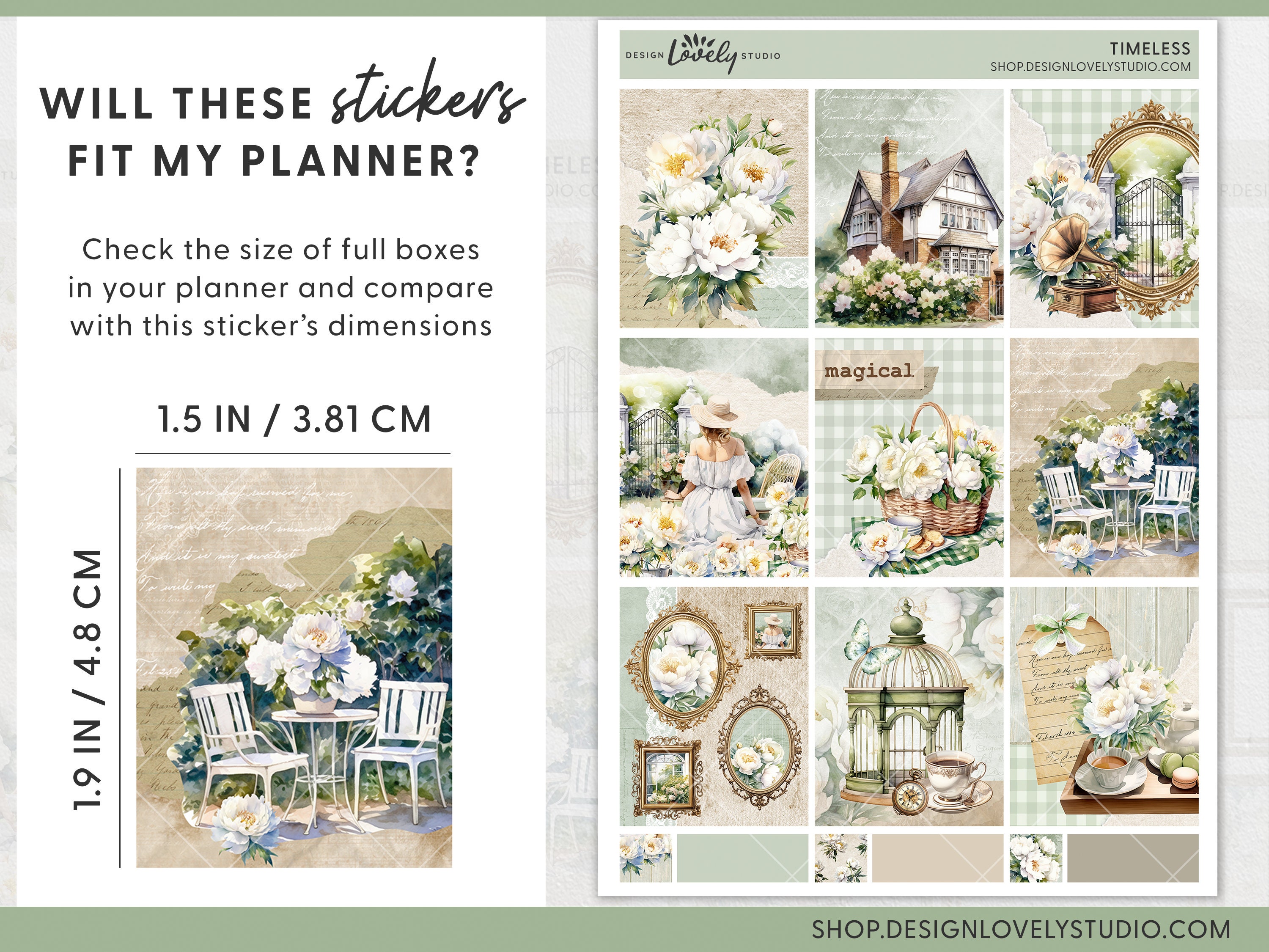 Printable Floral Planner Stickers, Vintage Spring Planner Stickers ...