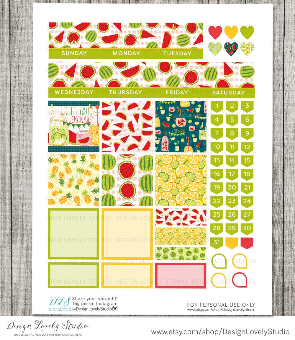 Big Happy Planner Monthly Stickers Kit, Printable Monthly Planner ...
