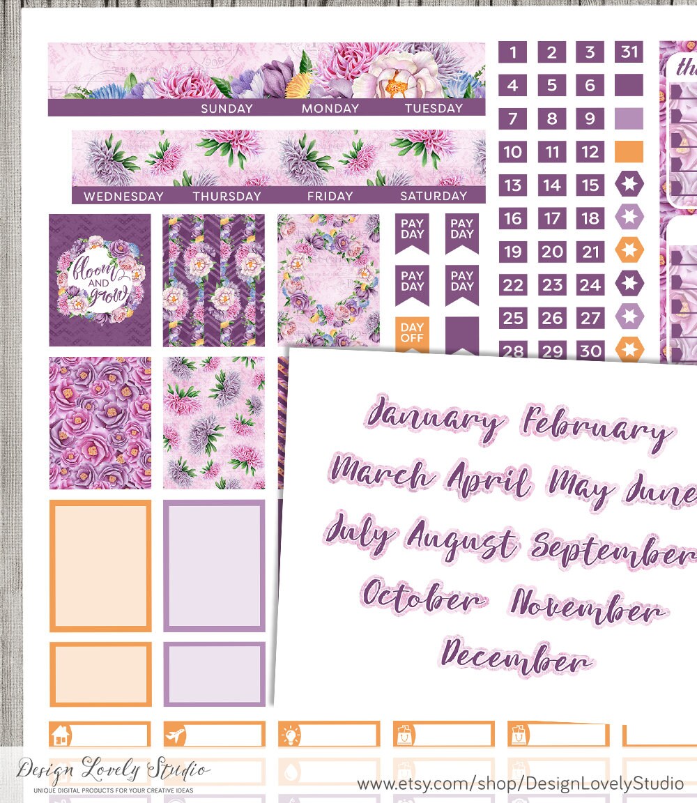 Mini Happy Planner Monthly Sticker Kit, Mini Happy Planner Monthly ...
