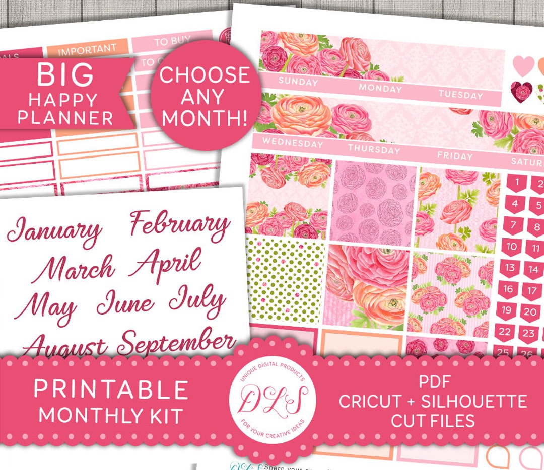 Big Happy Planner Printable Stickers, Floral Planner Stickers Printable ... Big Happy Planner Printable Stickers, Floral Planner Stickers Printable ...