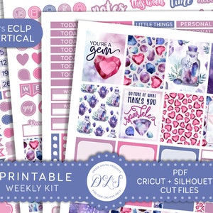 Printable Weekly Planner Kit Crystal Planner Stickers ECLP - Etsy