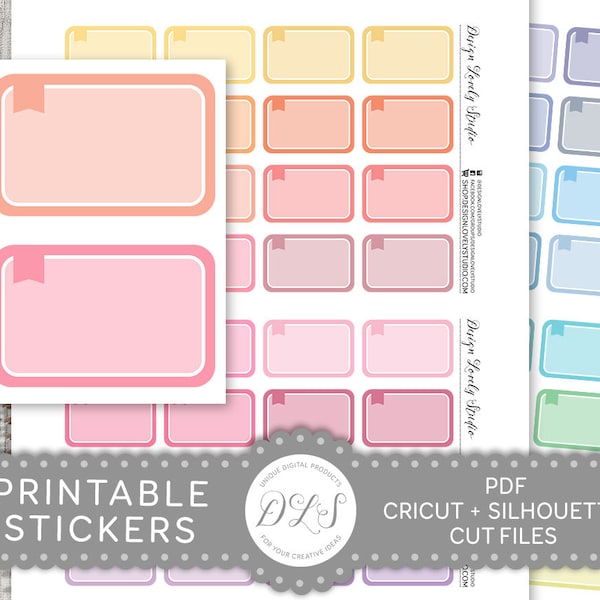 Printable Half Box Stickers, Multicolor Half Box Planner Stickers, Pastel Half Boxes, Erin Condren, Filofax, Kikki K, Happy Planner, FS152