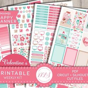 Happy Planner Febrero, Kit de planificador semanal, Pegatinas del Día de San Valentín, Mambi Happy Planner, Pegatinas imprimibles, Pegatinas de archivo de corte, HP115