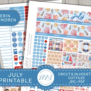 July Monthly Stickers Kit made for Erin Condren, EC July Planner Stickers, July Monthly View Stickers, Monthly Printable Kit, MV131