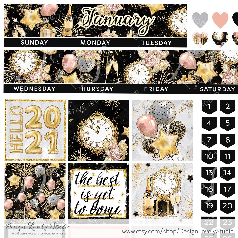 Printable JANUARY Planner Stickers Kit Happy Planner January | Etsy