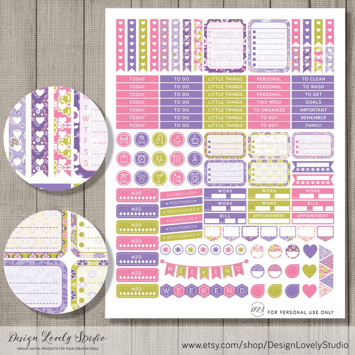 Printable Vertical Stickers for Erin Condren Vertical Weekly - Etsy